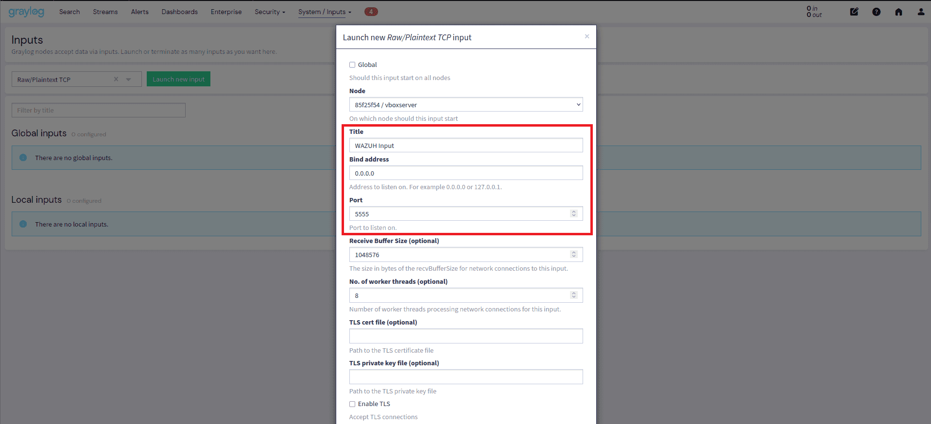 Input Configuration
